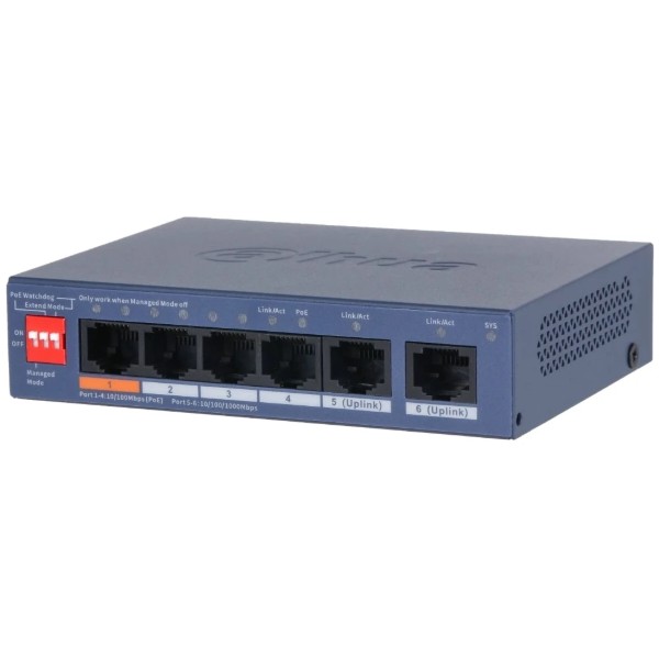 Фото - Коммутатор локальної мережі (Switch) Dahua DH-CS4006-4ET2GT-60 PoE